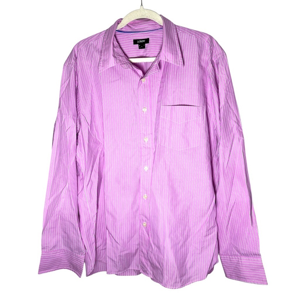 J. Crew Casual Pinstripe Pink Button Down 100% Cotton Sz L